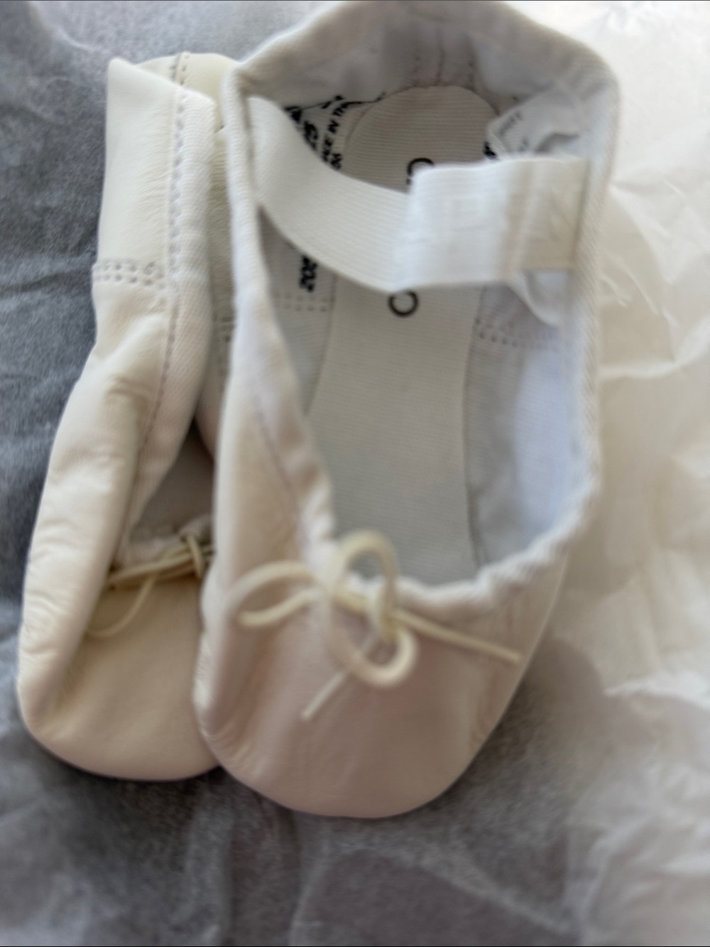 Capezio Cream/White Baby Ballet Flats with Elastic Strap